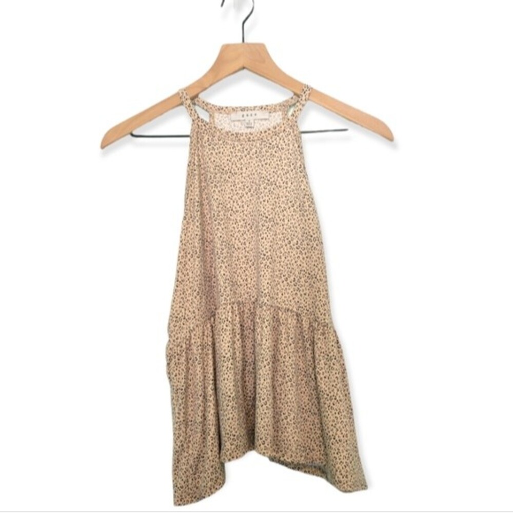 Gaze Leopard Print Tank Top Peplum Hem Halter Neck Size Small